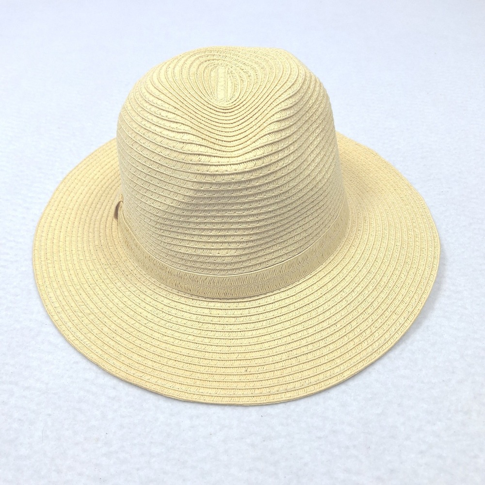 Shade & Shore Sun Hat Womens One Size Tan Straw Wide Brim Fedora Beach Summer